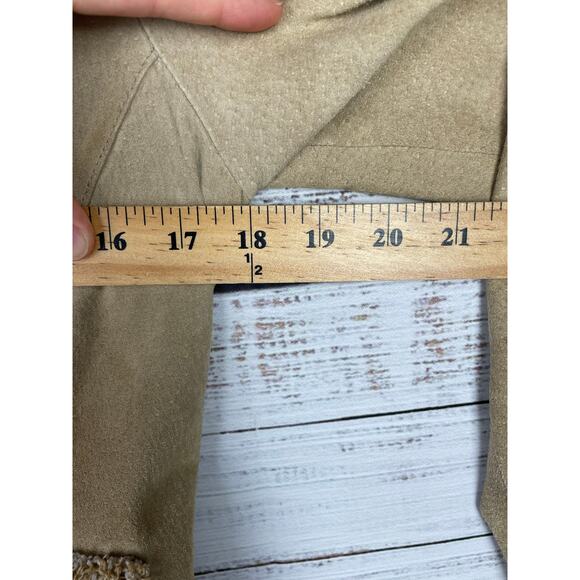 WILSONS LEATHER MAXIMA Womens jacket Tan Suede Medium Vintage Fringe Y2K Western - Picture 9 of 14